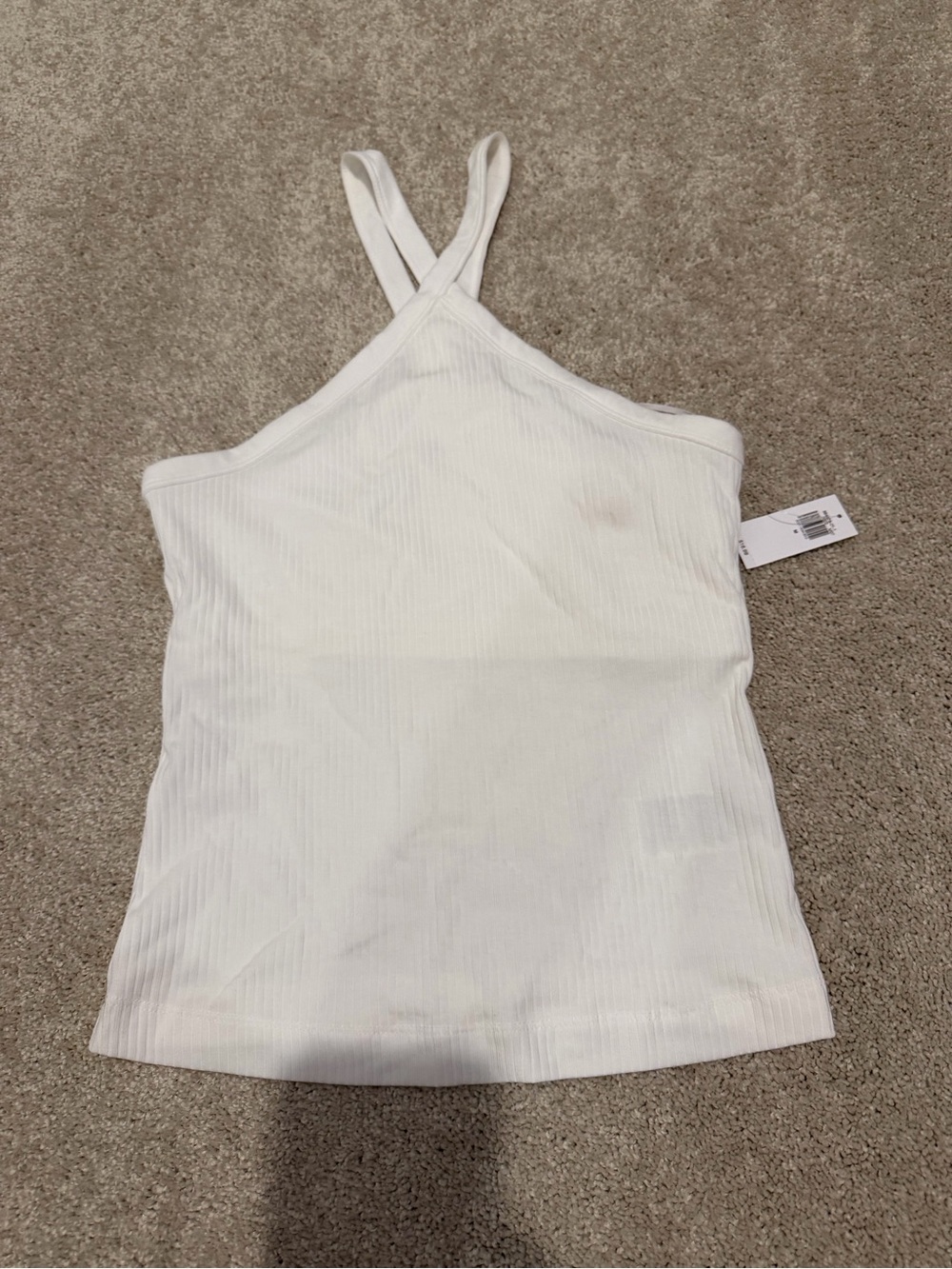 White Ribbed HalterTank Top